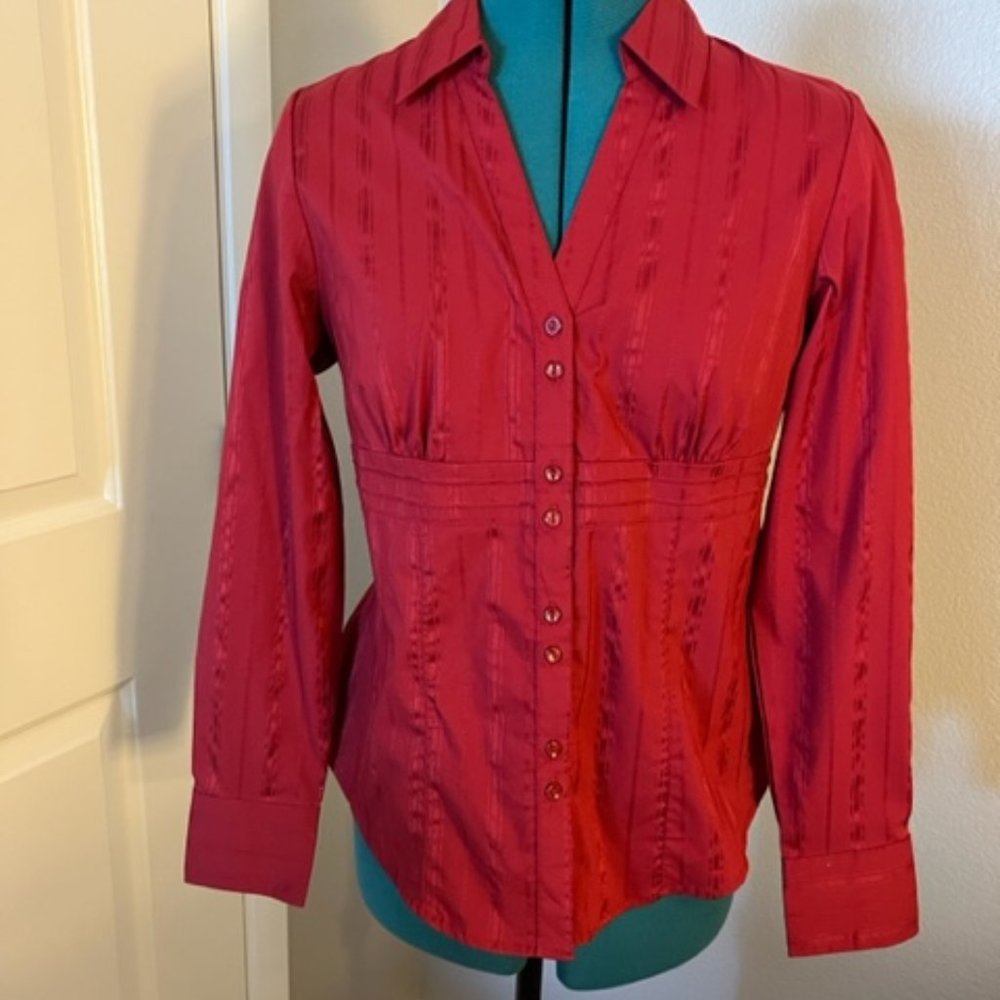 Gorgeous Red Collared Blouse - Sz Petite M